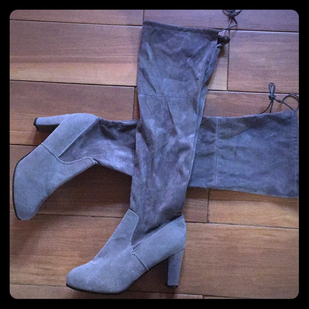 Grey Over the Knee Boots